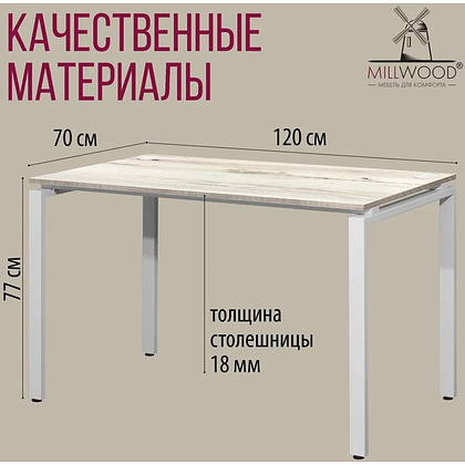 Стол письменный Millwood Лофт Сиэтл (ДТ-5), 1200х700 мм, дуб белый крафт, белый - 8