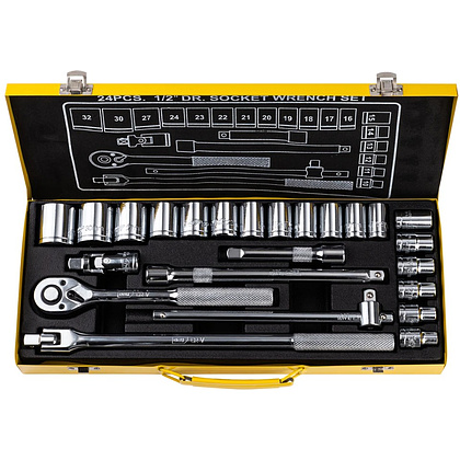 Набор головок торцевых Deli YS EDL2024T, 24 предмета, кейс, желтый - 3