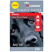 Фотобумага глянцевая для струйной печати "Lomond", A4, 50 листов, 230 г/м2