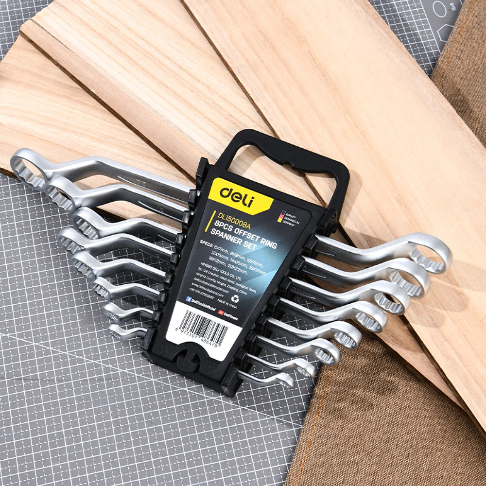 Набор накидных ключей "Deli" EDL150008A, 8 предметов, серебристый - 6