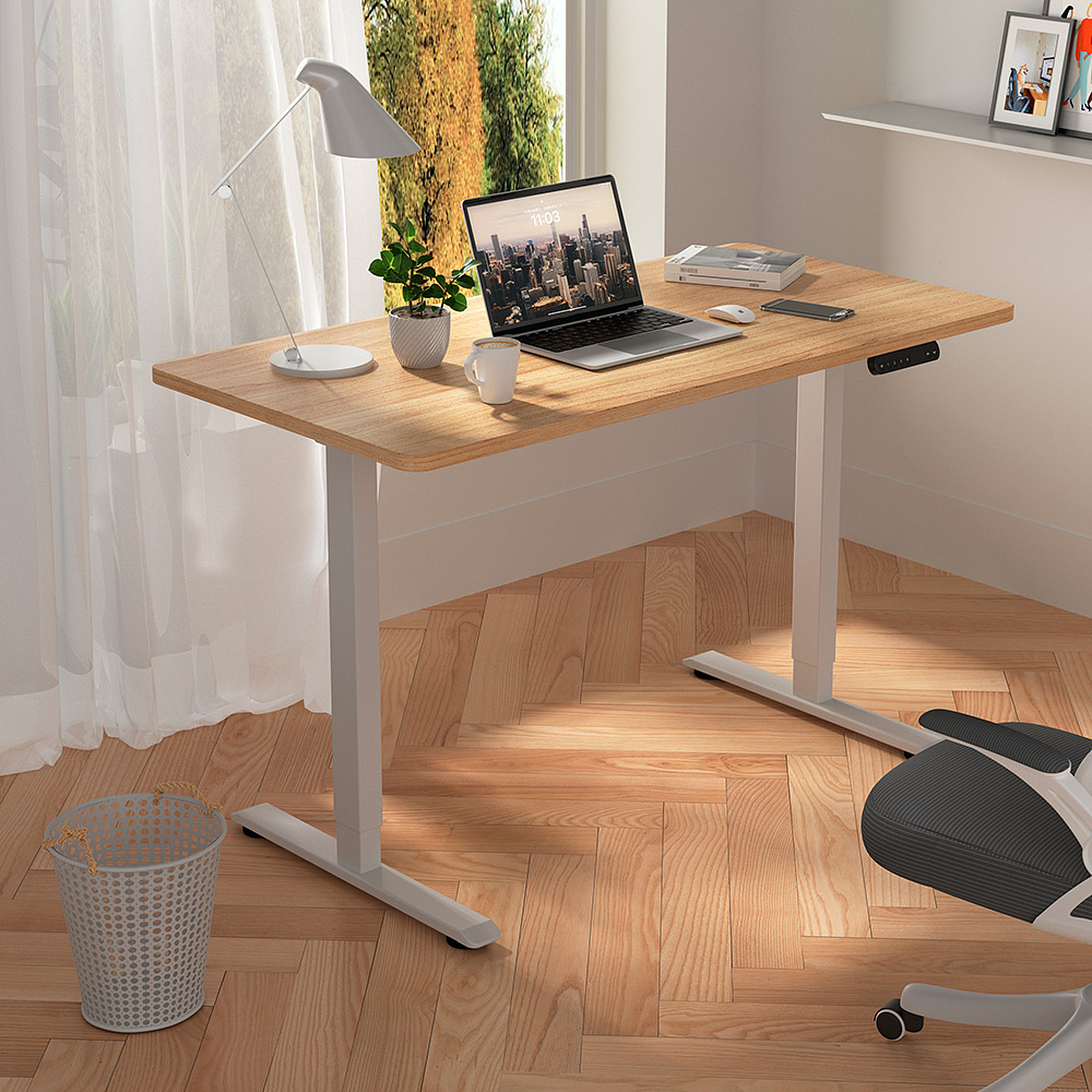 Стол с электроприводом WellDesk Prime 1300x675х18 белый/дуб бардолино натуральный (9191462+9072452) - 4