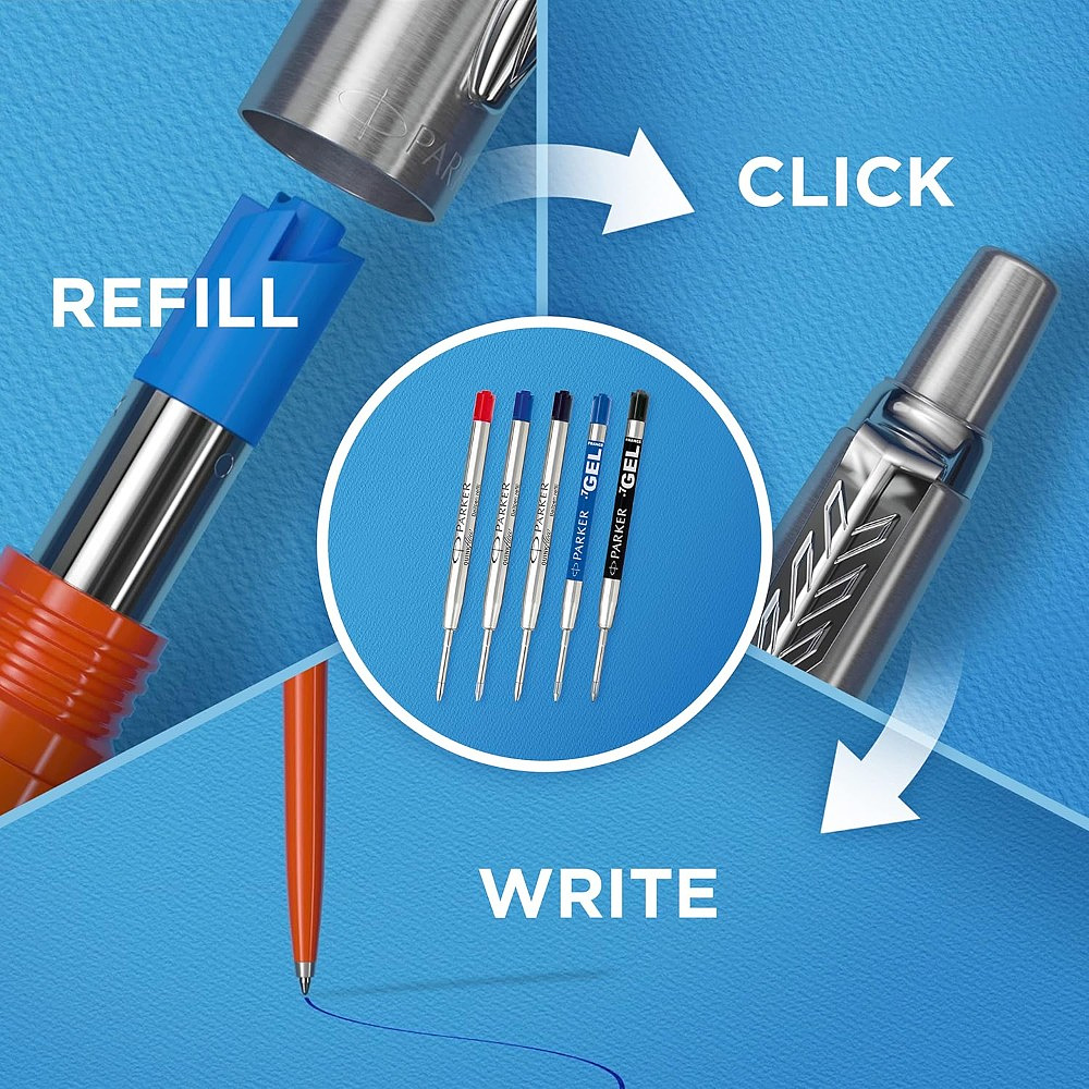 Ручка шариковая автоматическая "Jotter Core K63 Royal Blue CT", 1 мм, синий, серебристый, стерж. синий - 6