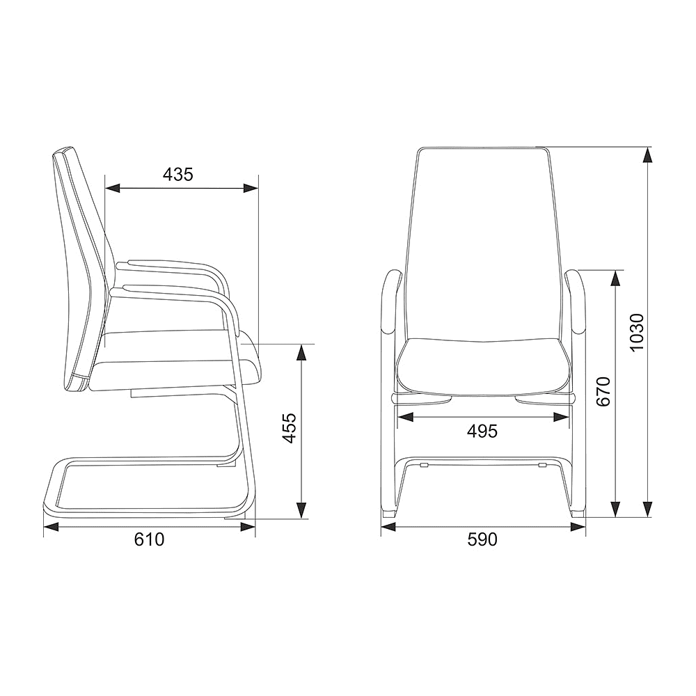 Кресло на полозьях Бюрократ "_JONS-LOW-V", натуральная кожа, черный, металл хром - 5
