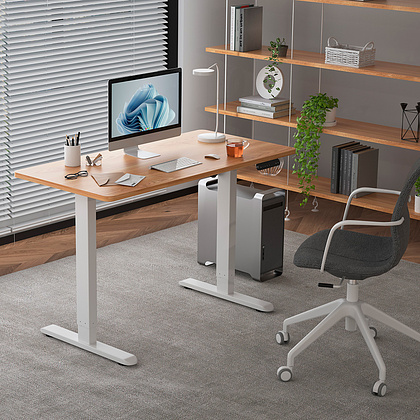 Стол с электроприводом WellDesk Prime 1300x675х18 белый/дуб санта-фе винтаж (9191462+9178196) - 3