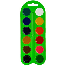 Краски акварельные "Цветик", 12 цветов, пластик, зеленый