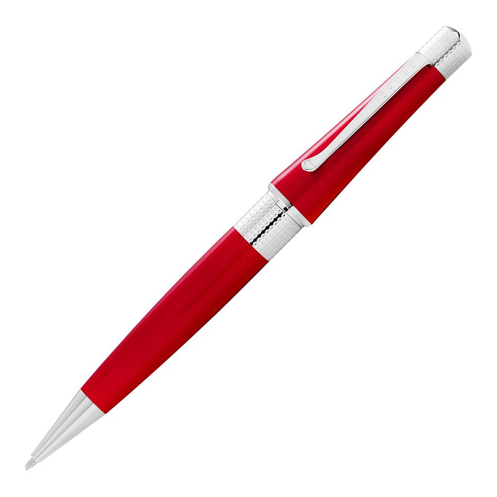 Ручка шариковая автоматическая "Cross Beverly Translucent Red Lacquer", 0.7 мм, красный, серебристый, стерж. черный