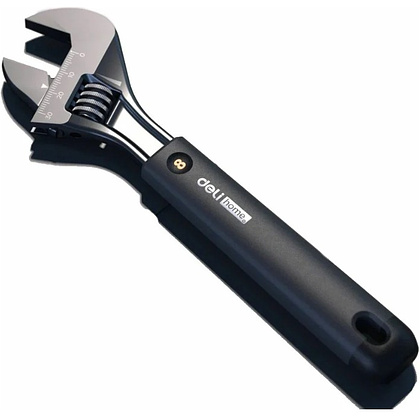 Ключ разводной Deli HS EHT1508, 210 мм, раскрытие губок 0-28 мм, Soft Touch, черный - 2