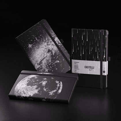 Блокнот "Cosmic moon", А5, 96 листов, линейка, на резинке, черный - 7
