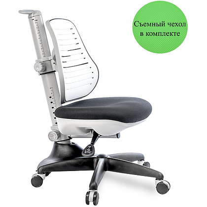 Кресло детское Comf-Pro С3 317 Chair, пластик, ткань, белый, черный, пластик, корпус черный, серый, с чехлом салатовым - 4