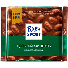 Шоколад молочный "Ritter Sport", 100 г, с цельным миндалем