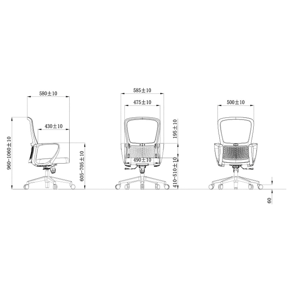 Кресло для персонала SitZone U-069B, сетка, ткань, пластик, черный, 2 шт/упак, -30% - 5