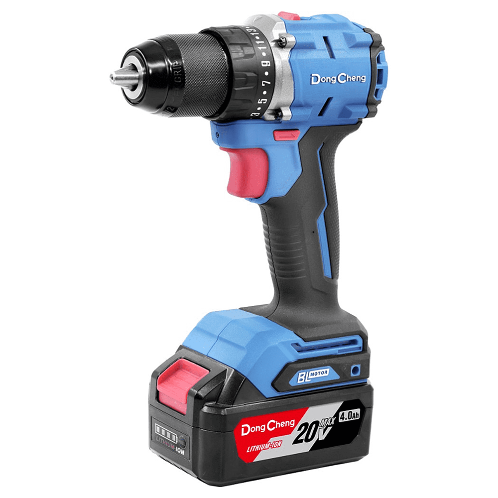 Дрель-шуруповерт "DongCheng" аккумулятор, бесщеточная 20В, 500Вт, 60Нм, аккум. 2.0Ачх2, з/у 2А, тип AM