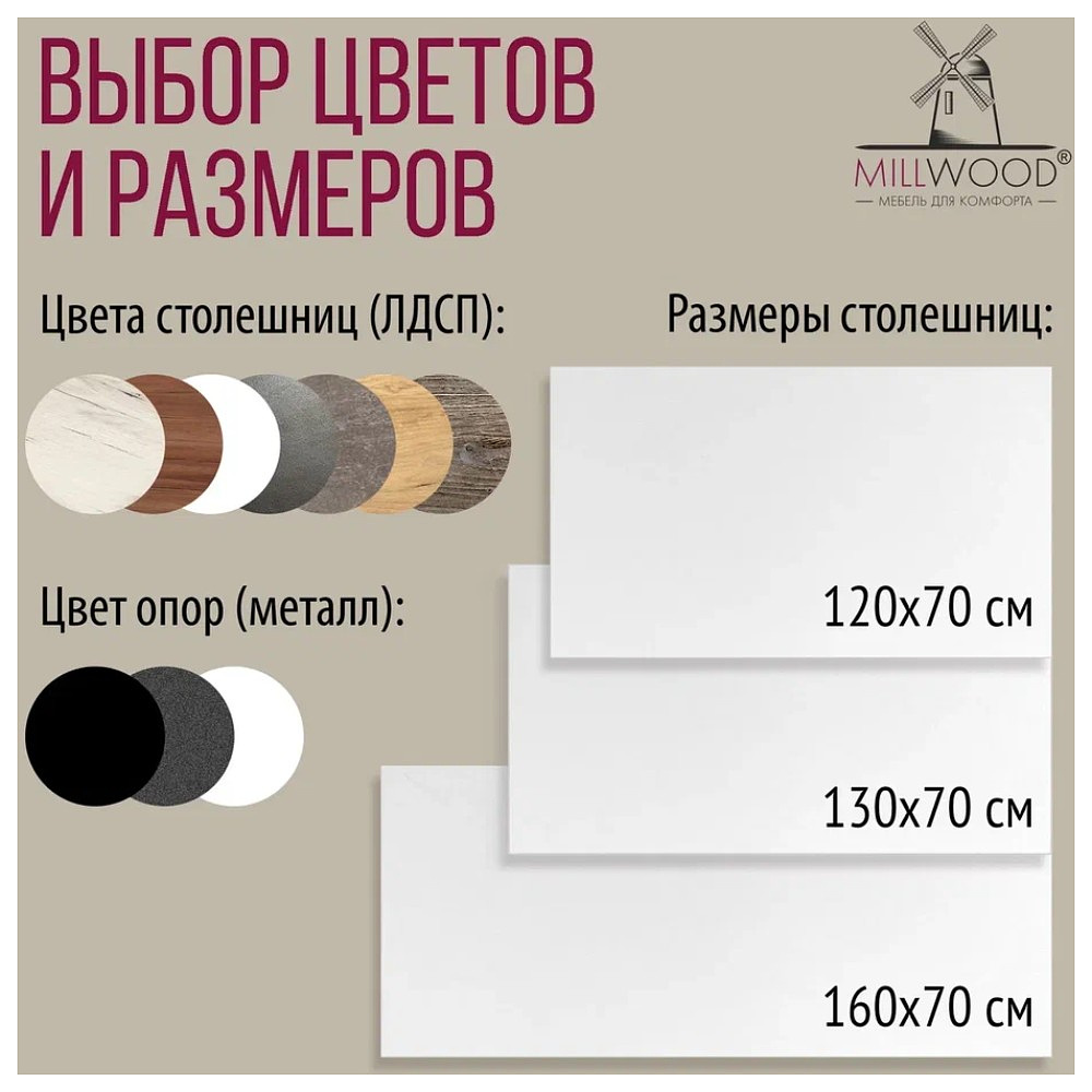 Стол письменный Millwood Лофт Сиэтл (ДТ-5), 1300х700 мм, белый, черный - 11