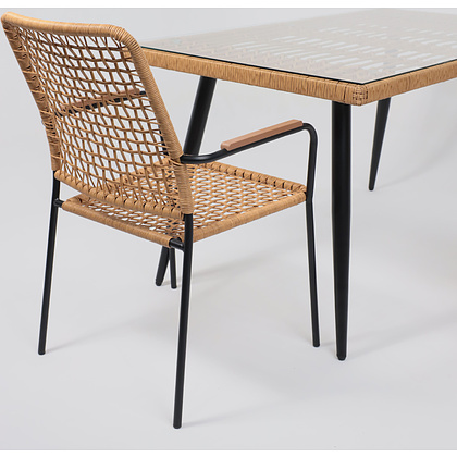 Кресло садовое AksHome BERGAMO, PE искусственный ротанг, черный, коричневый - 4