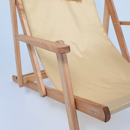 Кресло-шезлонг DYATEL с подлокотниками, ткань, бежевый, массив сосны - 5