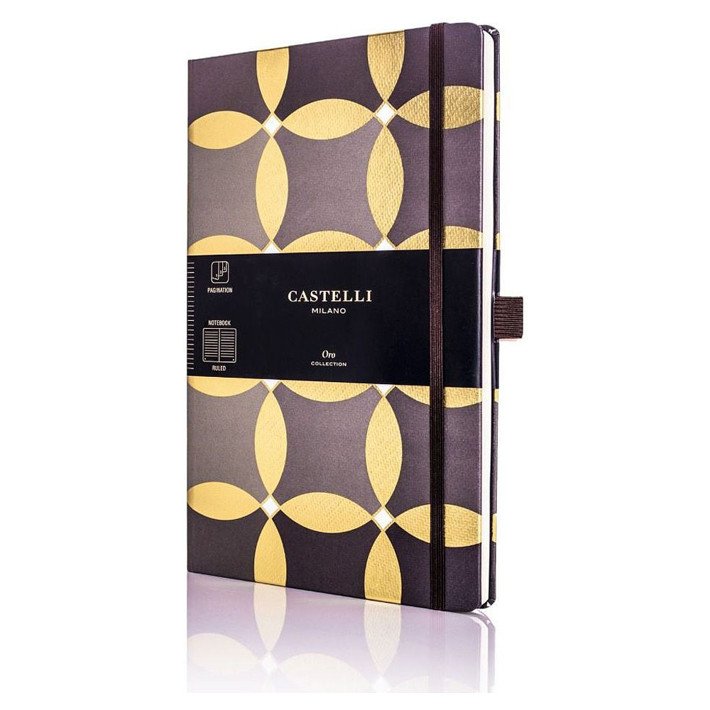 Блокнот Castelli Milano "Oro Circles", А5, 120 листов, линейка, серый, золотистый