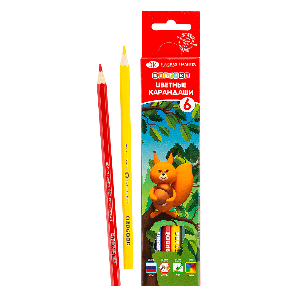 Цветные карандаши "Цветик", 6 шт, шестигранные - 4