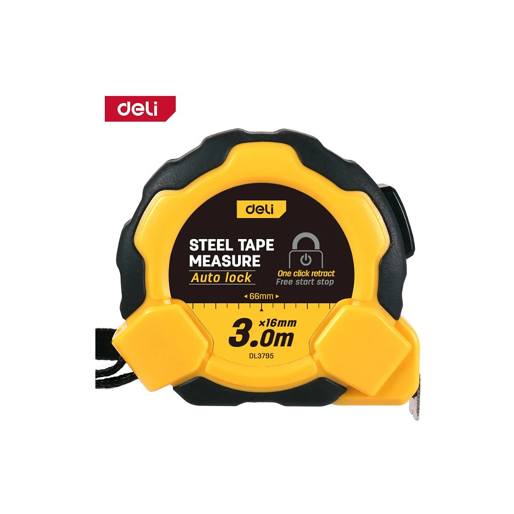 Рулетка Deli YS EDL3795, 3 м х 16 мм, желтый, черный - 4