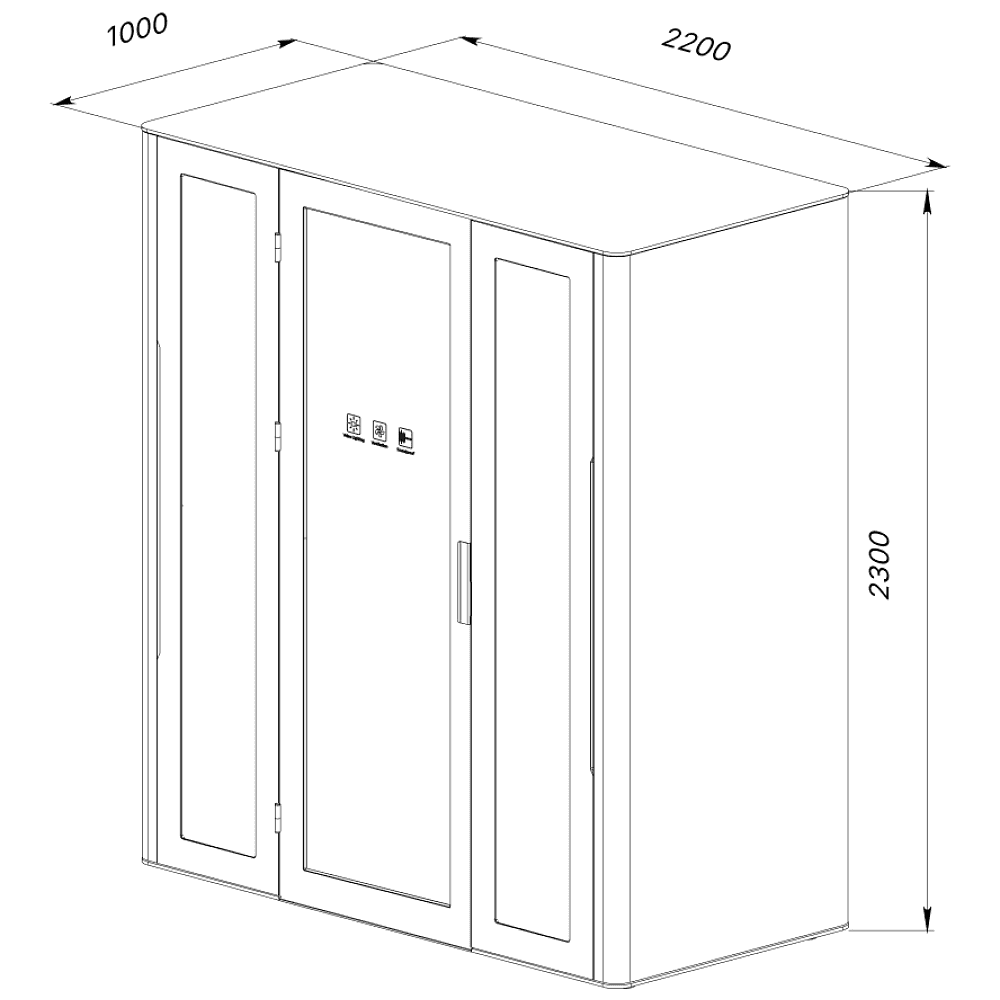 Кабина двухместная Capsula DUO NEW Comfort, глухая стенка, тёмный войлок - 4