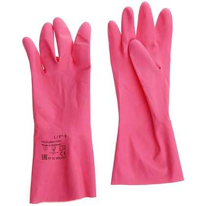 Перчатки латексные HQ Profiline, р-р L, с х/б покрытием, красный - 3