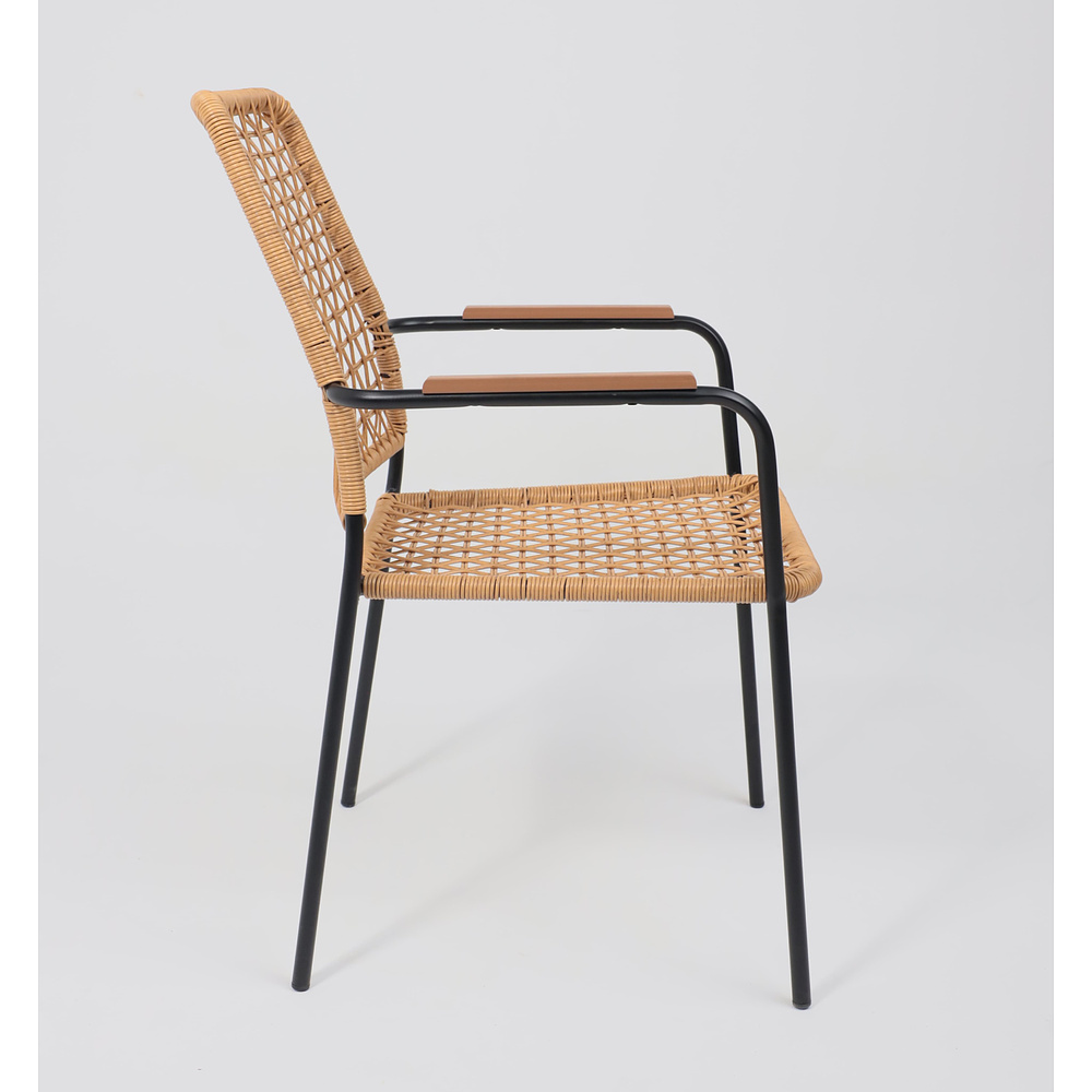 Кресло садовое AksHome BERGAMO, PE искусственный ротанг, черный, коричневый - 7