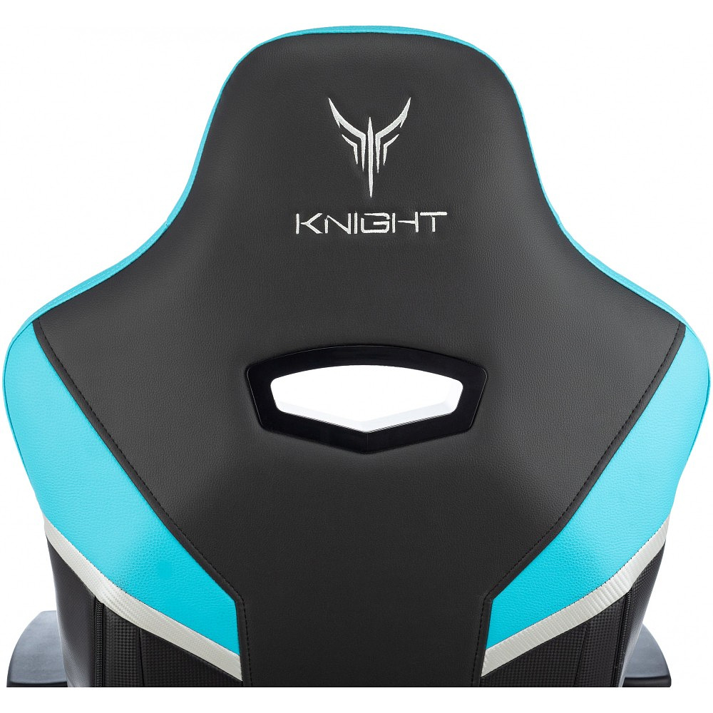 Кресло игровое Бюрократ Knight Thunder 5X экокожа, черный, голубой, металл - 11