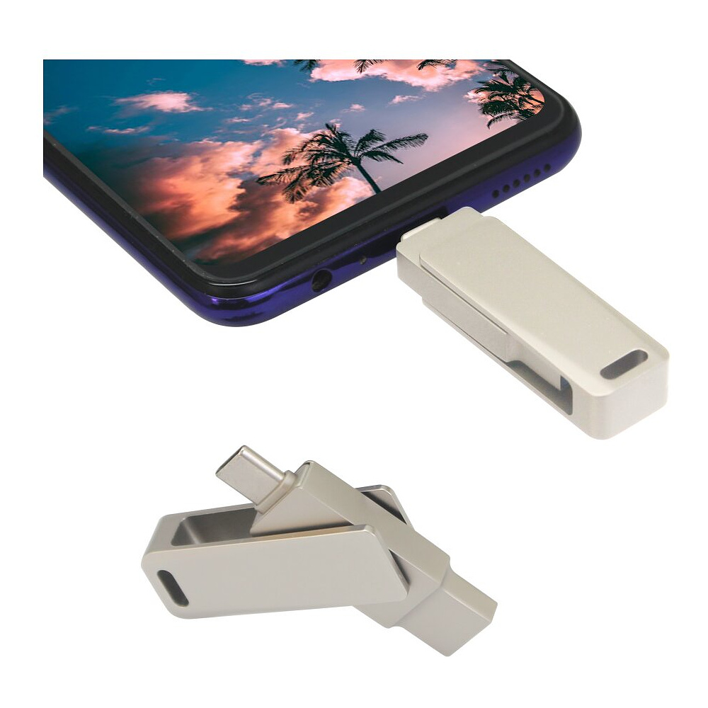 USB Flash накопитель 3.0 128 Gb СК-046, TypeC Dual, металл, серебристый - 5