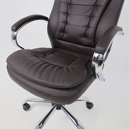 Кресло для руководителя AksHome "Richard new", экокожа, металл, коричневый - 18