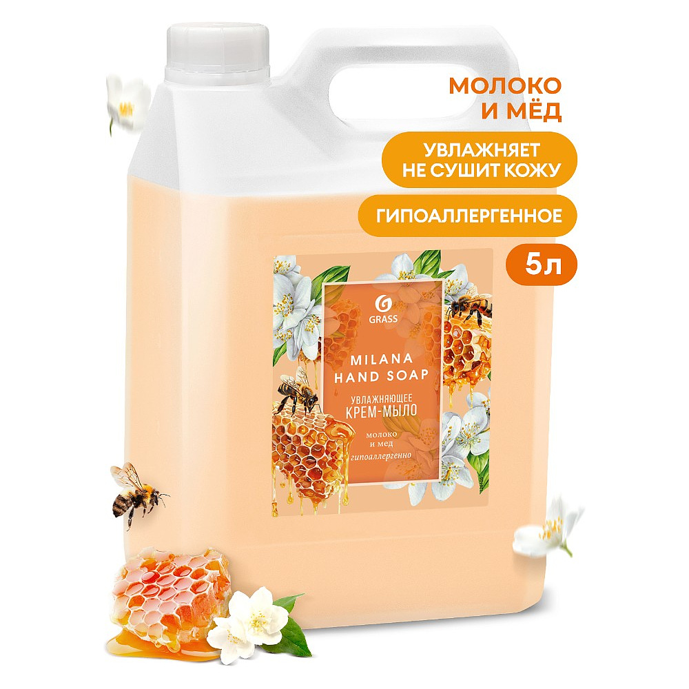 Крем-мыло "Milana", 5 л, молоко и мед
