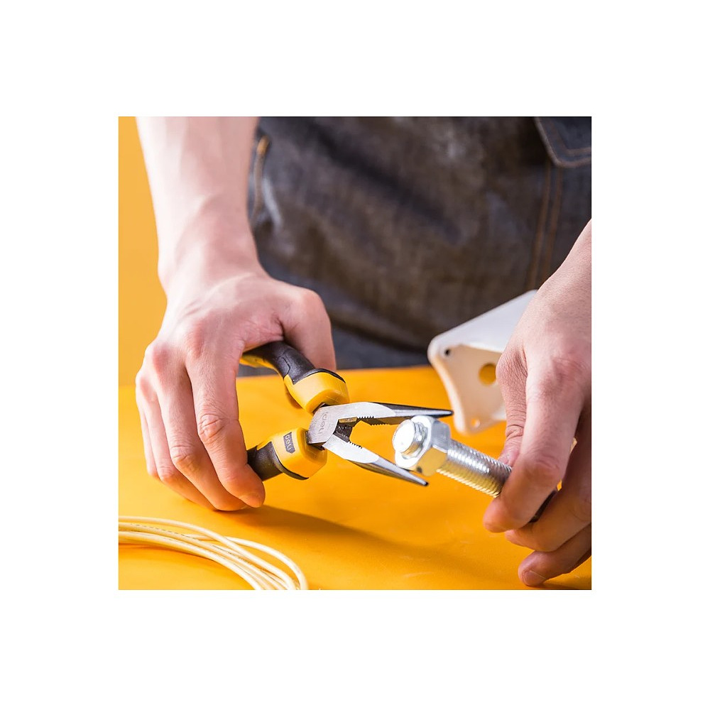 Длинногубцы Deli YS EDL2108Z, 200 мм., желтый, черный - 4