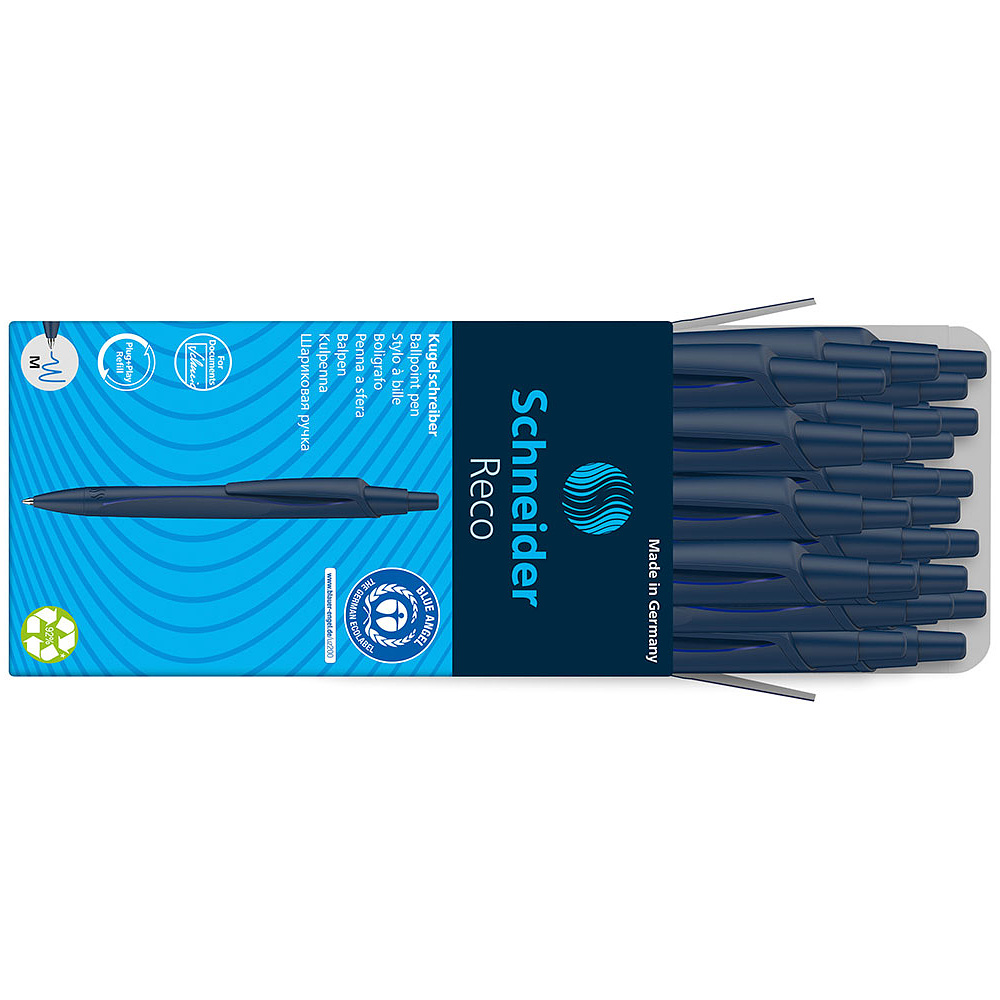 Ручка шариковая автоматическая "Schneider Reco", синий, стерж. синий - 5