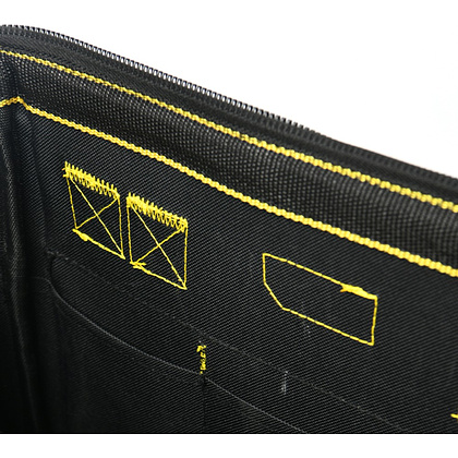 Сумка для инструментов Deli YS EDL586112, 14 карманов, 350х200х290 мм, ткань Oxford, черный, желтый - 4