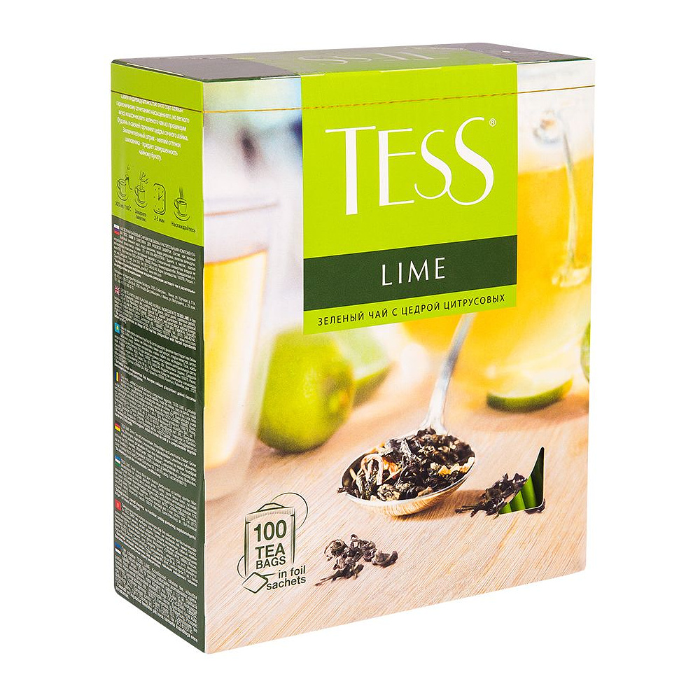 Чай "Tess" Lime, 100 пакетиков x1.5 г, зеленый