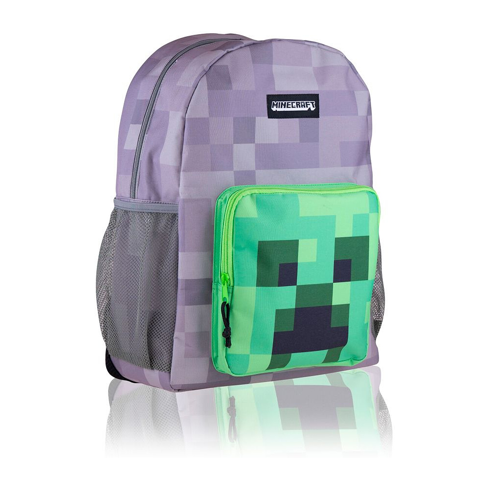 Рюкзак молодежный "Minecraft creeper", зеленый, серый
