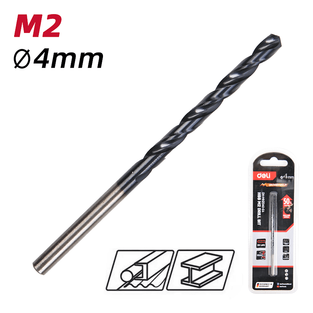 Сверло по металлу Deli RS EDH-MHZ040-E4, 4.0 мм, DIN 338, HSS-TiN - 2