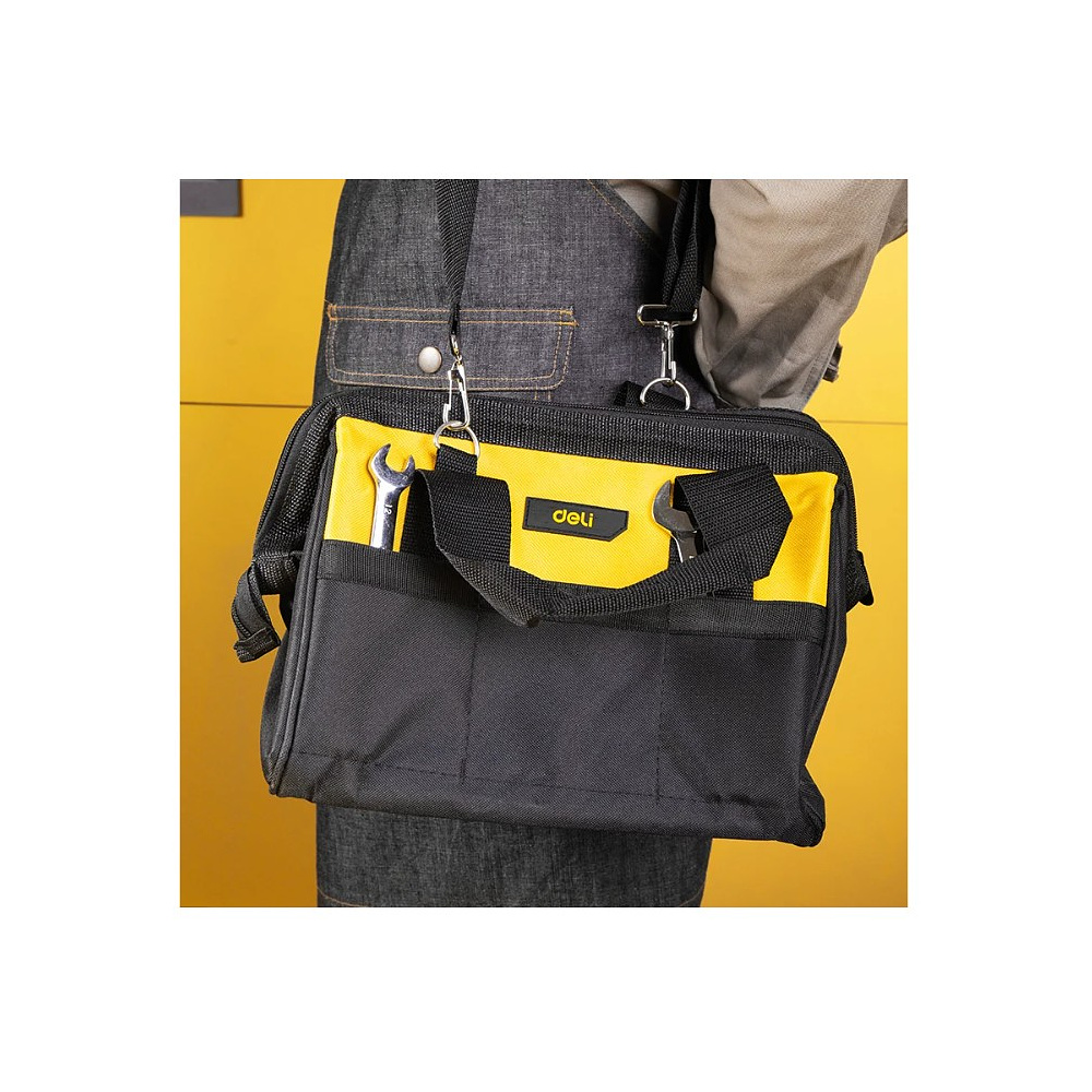 Сумка для инструментов Deli YS EDL-P1, 300х230х250 мм, ткань Oxford, черный, желтый - 11