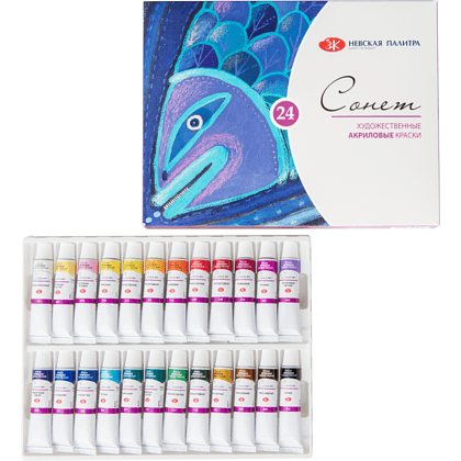 Краски акриловые "Сонет", 24 цвета, тубы - 3
