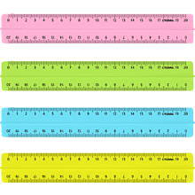 Линейка "Стамм", 20 см, с держателем, прозрачный, ассорти неон