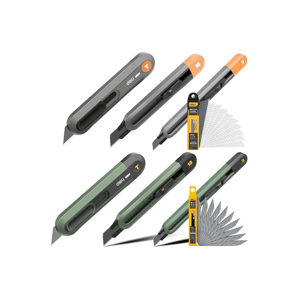 Нож для бумаги "Deli Home", 9 мм, зелёный - 2