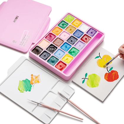 Краски гуашевые "Himi Jelly Cup. New vision", 24 цвета, кювета, розовый футляр - 6