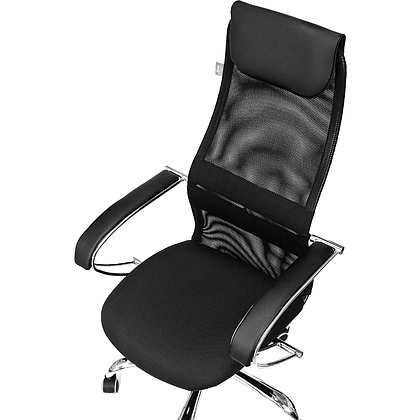 Кресло руководителя "Бюрократ CH-607SL TW-01 Neo Black", сетчатая ткань, хром, черный - 7