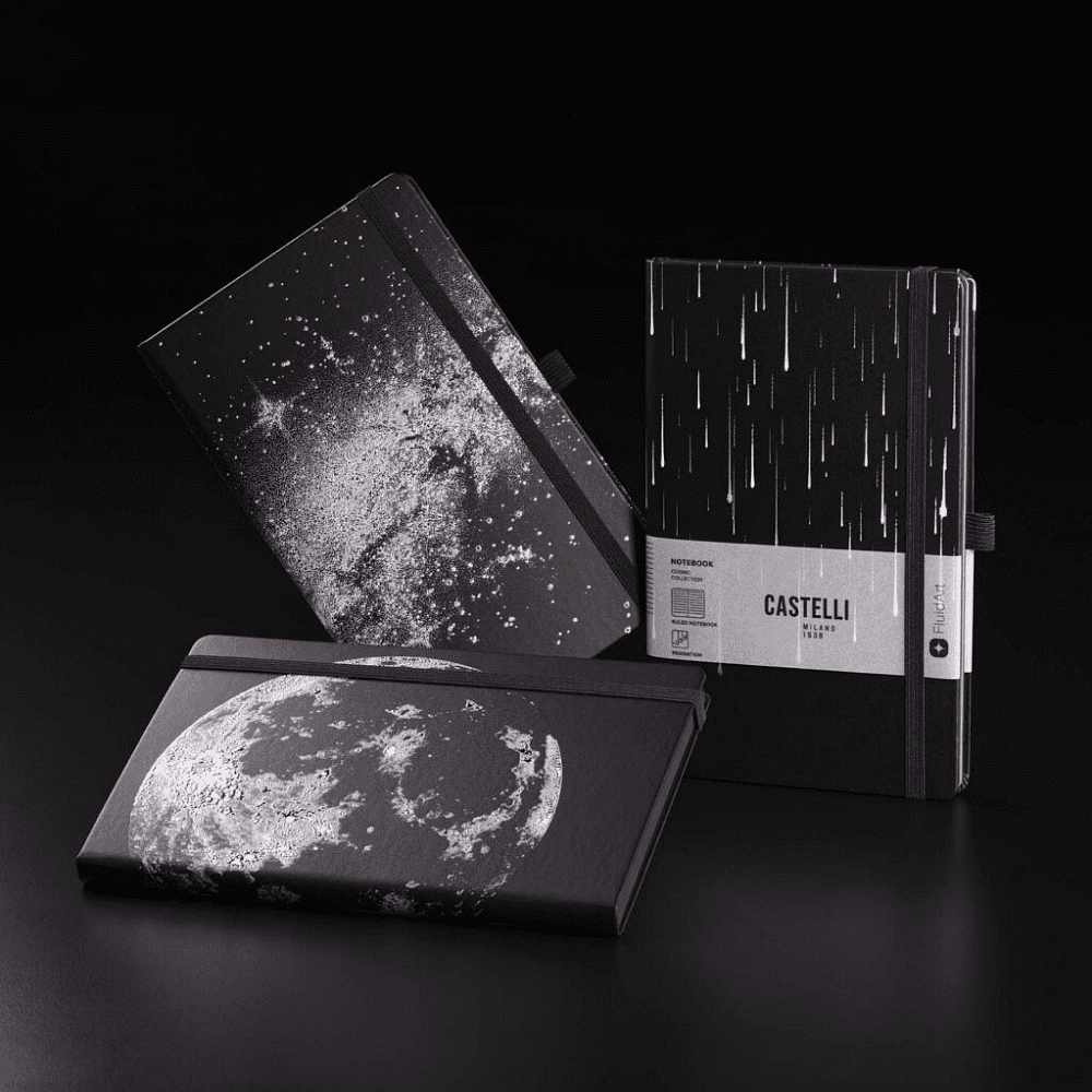 Блокнот "Cosmic moon", А5, 96 листов, линейка, на резинке, черный - 7