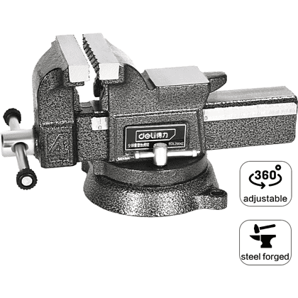 Тиски стальные Deli YS EDL2904Z, поворотные, с наковальней, 4"-100 мм - 7