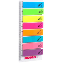 Закладки клейкие "Kores" с подписью, 12x45 мм, 200 шт, ассорти