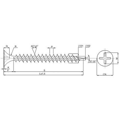Саморез 3.5х16 мм для монтажа ГКЛ к металлу, фосфат, 1000 шт. - 2