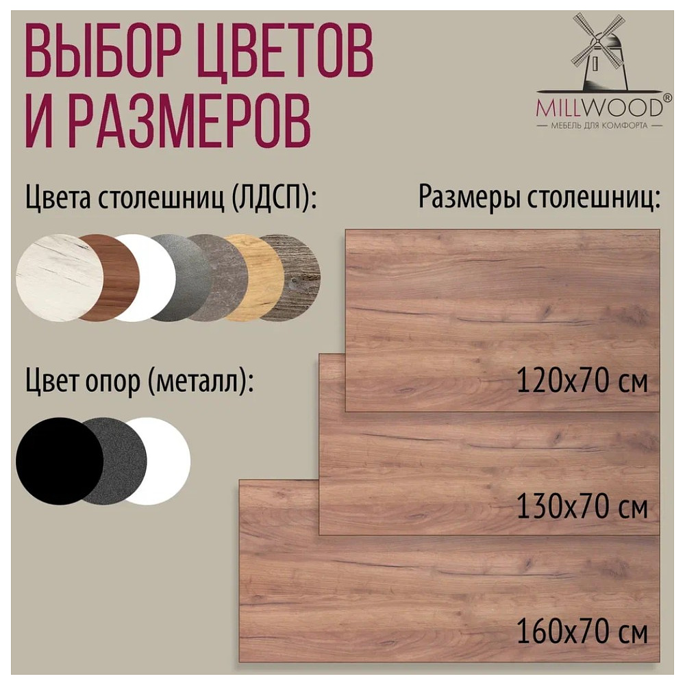 Стол письменный Millwood Лофт Сиэтл (ДТ-5), 1600х700 мм, дуб табачный крафт, белый - 10