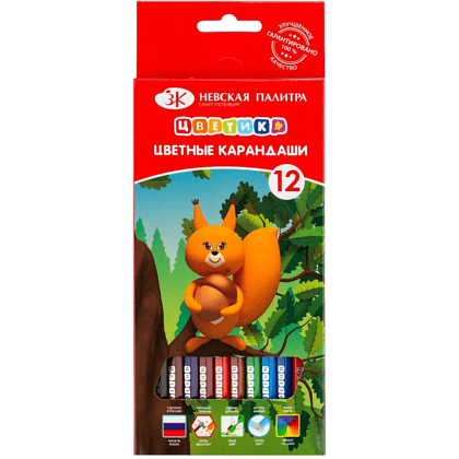 Цветные карандаши "Цветик", 12 шт, шестигранные