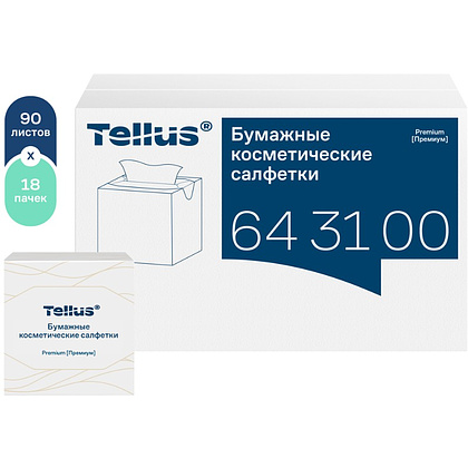 Салфетки косметические Tellus Премиум, 90шт/уп, в кубе - 5