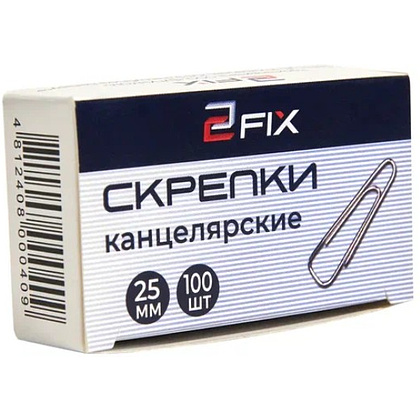 Скрепки "Бугинком 2Fix", металл, 100 шт, графитовый