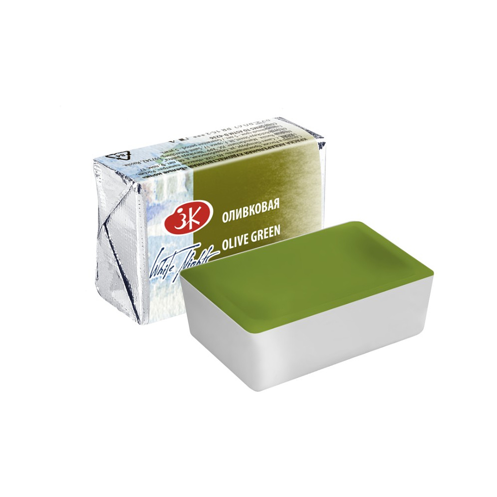 Краски акварельные "Белые ночи", 727 оливковая, кювета